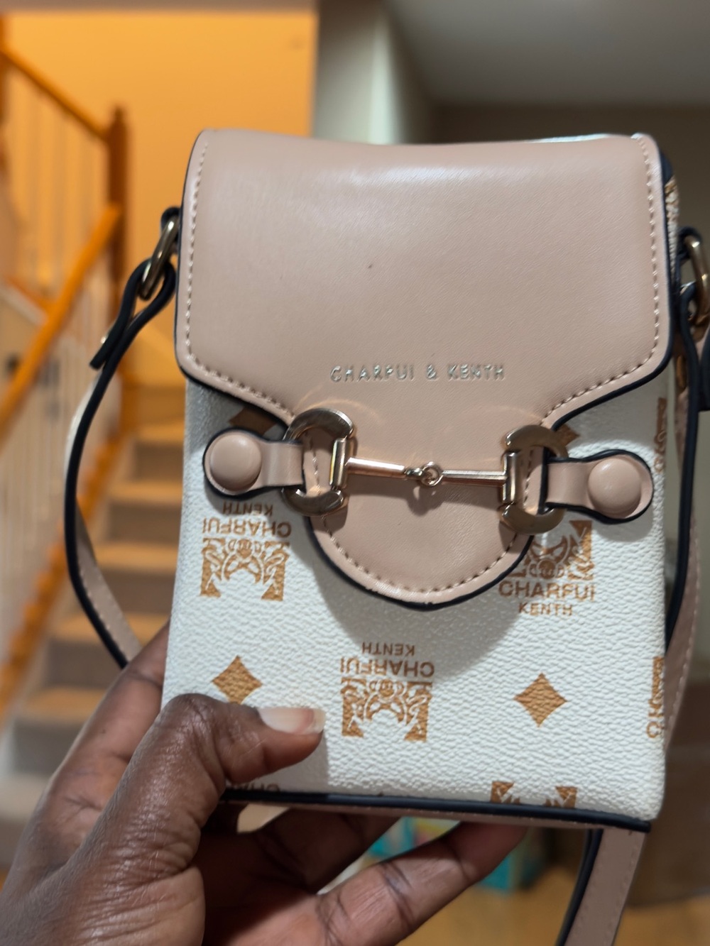 Pink and White Mini Crossbody Bag